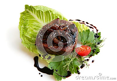 Beef steak with balsamic sauce Stock Photo