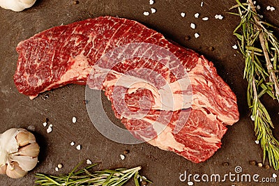 Beef steak cooked raw delicious, chuck roll Stock Photo