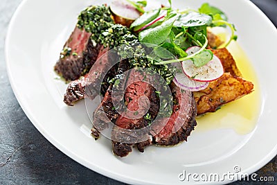 Beef steak sliced on a plate Stock Photo