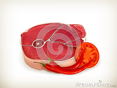 Beef steak with vegetables Vector Illustration