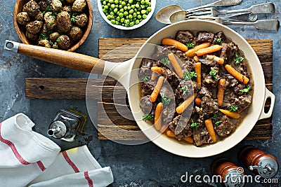 Beef stew with carrots and parsley Stock Photo