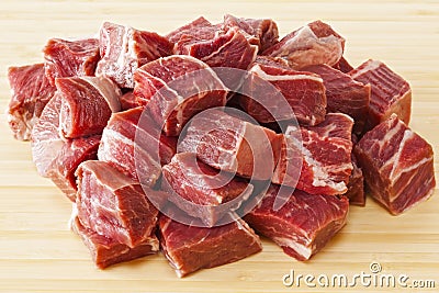 Beef Stew Meat Raw Stock Photo