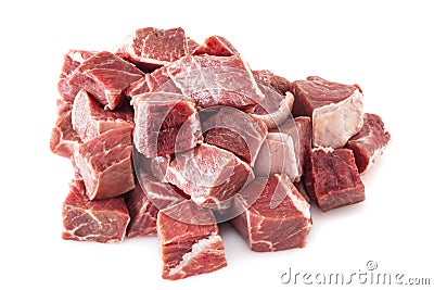 Beef Stew Meat Raw Stock Photo