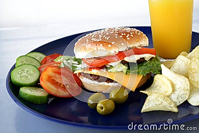 Beefburger sandwich Stock Photo
