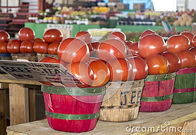 Beefsteak tomatoes in basket Stock Photo