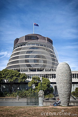 The Beehive, the Executive Wing of the New Zealand Parliament Buildings Editorial Stock Photo