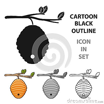 Beehive icon in cartoon style isolated on white background. Apairy symbol stock vector illustration Vector Illustration