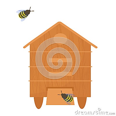 Bees house with insects. Vector Illustration