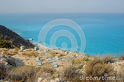 Beehives On Lefkada Island Stock Photo