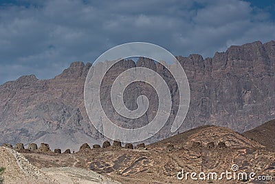 The Beehve tombs at Jabal Misht, Sultanate of Oman Stock Photo