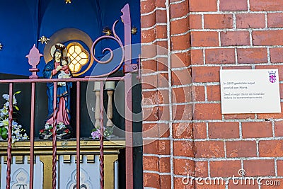 Beek, South Limburg, Netherlands. November 18, 2020. Metal sign that says: 1903 Lady Chapel Kelmond was founded Editorial Stock Photo