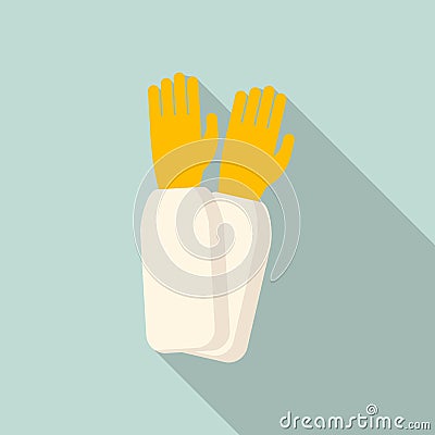 Beekeeper gloves icon, flat style Vector Illustration