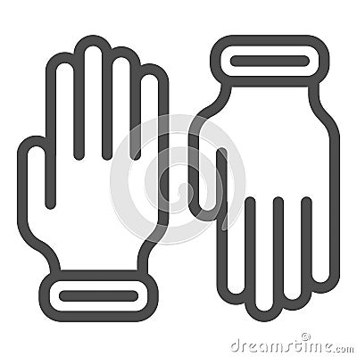 Beekeeper Gloves line icon, beekeeping concept, pair of gloves sign on white background, beekeeper professional clothing Vector Illustration