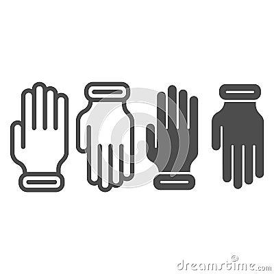 Beekeeper Gloves line and solid icon, beekeeping concept, pair of gloves sign on white background, beekeeper Vector Illustration