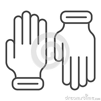 Beekeeper Gloves thin line icon, beekeeping concept, pair of gloves sign on white background, beekeeper professional Vector Illustration