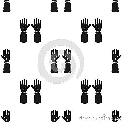 Beekeeper`s gloves icon in black style on white background. Apiary pattern stock vector illustration Vector Illustration