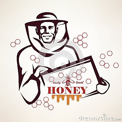 The beekeeper stylized vector symbol. Vector Illustration