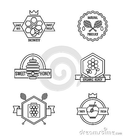 Beekeeping and apiculture vector badges, labels Vector Illustration