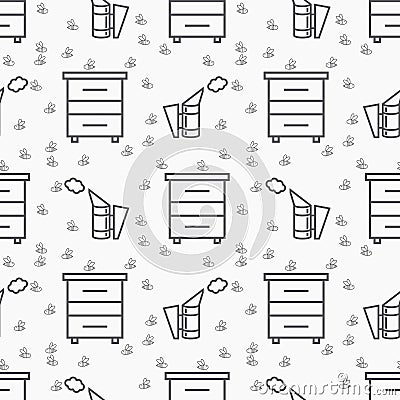 Beekeeping seamless pattern Vector Illustration