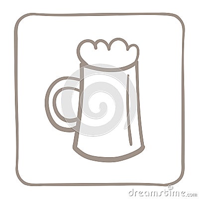 Mug of beer Icon in a light brown frame. Vector graphics. Vector Illustration