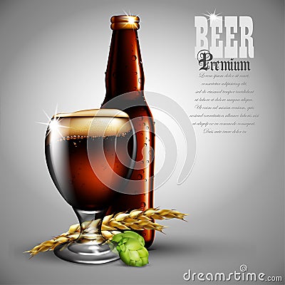 Beer advertising design. Highly realistic illustration with the Vector Illustration