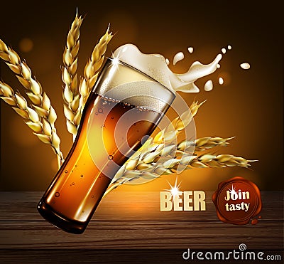 Beer advertising design. Highly realistic illustration with the Vector Illustration