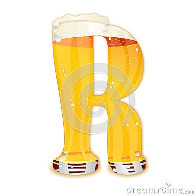 BEER ALPHABET letter R Cartoon Illustration