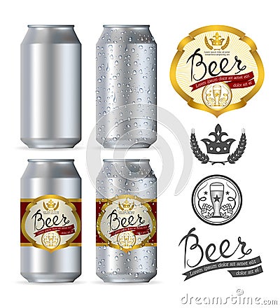 Beer aluminum realistic cans Vector Illustration