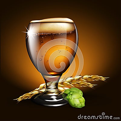 Beer background. Highly realistic illustration with the effect o Vector Illustration