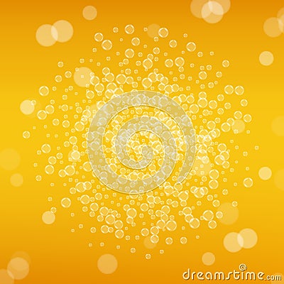 Beer background with realistic bubbles Vector Illustration