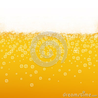 Beer background with realistic bubbles Vector Illustration