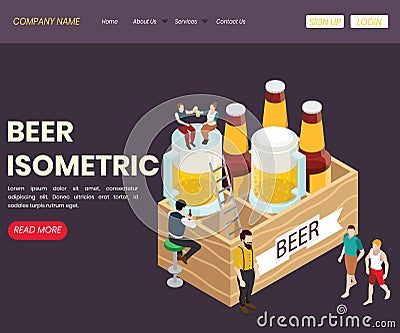 Beer Bar & Restaurant Isometric Artwork Concept Stock Photo