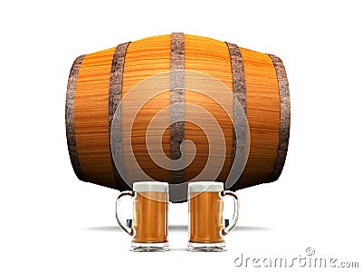 Beer barrel and glasses Stock Photo
