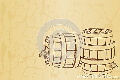 Beer Barrel on Vintage Background Stock Photo