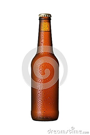 Cold bottle of beer. packshot. on a white background Stock Photo