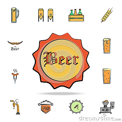 beer bottle cover colored sketch style icon. Detailed set of color beer in hand drawn style icons. Premium graphic design. One of Stock Photo
