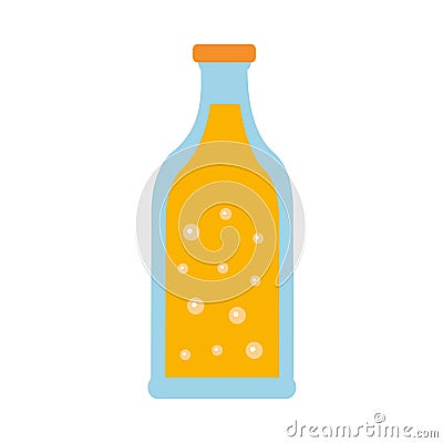 Beer bottle drink alcohol bubbles Vector Illustration