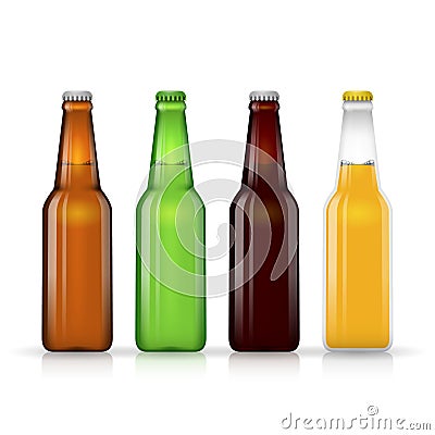 Beer bottle vector set. Dark and lager Vector Illustration