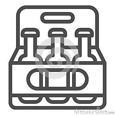 Beer box line icon, picnic concept, Pack of beer bottles sign on white background, crate beer box icon in outline style Vector Illustration