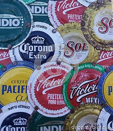 Beer bottlecap art Editorial Stock Photo