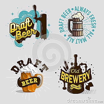 Beer Brew Brewery Alcohol Related Vector Illustrations Designs. Vector Illustration