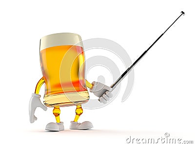 Beer character holding pointer stick Stock Photo