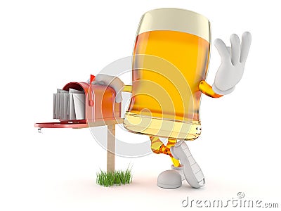 Beer character with mailbox Stock Photo