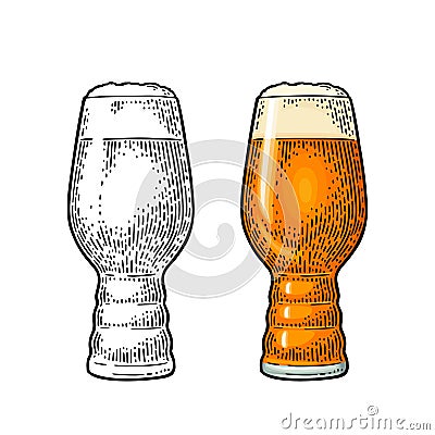 Beer Classics IPA Glas. Vintage color vector engraving illustration Vector Illustration