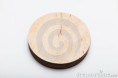Beer coaster, circle wooden mockup Stock Photo
