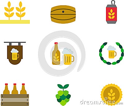 BEER colored flat icons Vector Illustration
