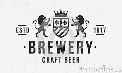 Beer Crest. Craft Beer vintage logo. Vector Illustration