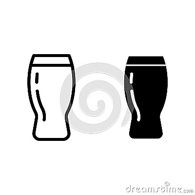 Beer cup line and glyph icon. Beer pint glass vector illustration isolated on white. Mug outline style design, designed Vector Illustration