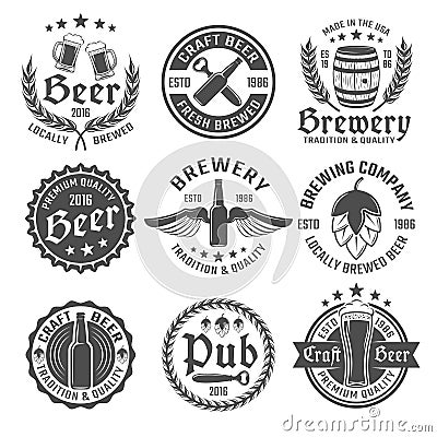 Beer Emblem Set Vector Illustration