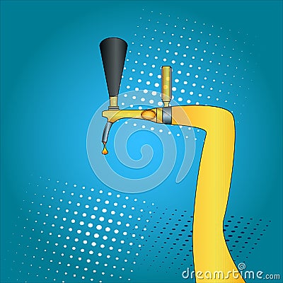 Beer faucet.Close up of press. Beer tap pop art hand drawn. Comic book style imitation. Vintage retro style conceptual Vector Illustration